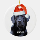 Zwarte labrador kerstkerstkerstkerstman keramisch ornament (Achterkant)