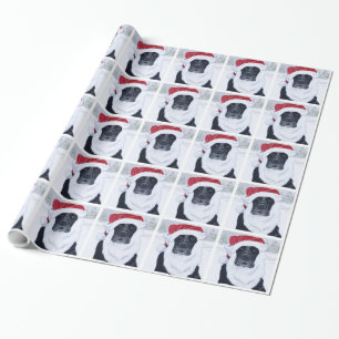 Zwarte labrador kerstkerstkerstschilderij cadeaupapier