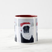 Zwarte labrador kerstkerstkerstschilderij tweekleurige koffiemok (Center)