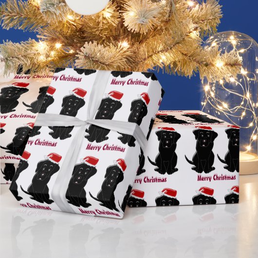 Zwarte Labrador Kerstmis Cadeaupapier (Feestdagen)