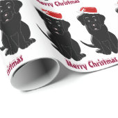 Zwarte Labrador Kerstmis Cadeaupapier (Rol Hoek)