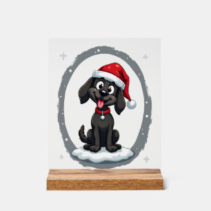 Zwarte Labrador Kerstmis Kerstman Hoed Kerst Pyjam Acryl Bord