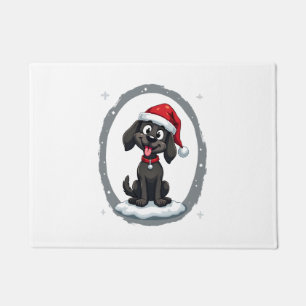 Zwarte Labrador Kerstmis Kerstman Hoed Kerst Pyjam Deurmat