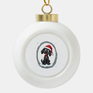 Zwarte Labrador Kerstmis Kerstman Hoed Kerst Pyjam Keramische Bal Ornament