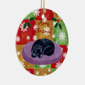 Zwarte labrador kerstmozaïeksneeuwvlok keramisch ornament (Rechts)
