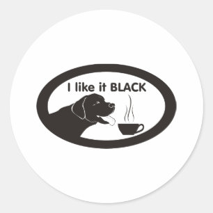 Zwarte Labrador koffie thema Ronde Sticker