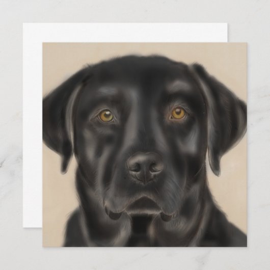 Zwarte Labrador kunstkaart (Voorkant / Achterkant)