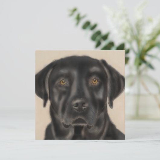 Zwarte Labrador kunstkaart (Staand voorkant)