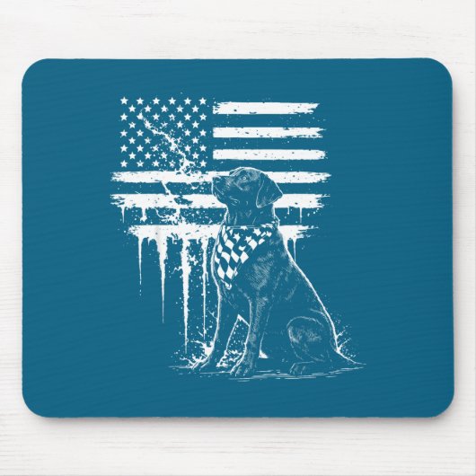 Zwarte Labrador Lab Amerikaanse Vlag Ontwerp Muismat (Voorkant)