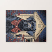 Zwarte labrador legpuzzel (Horizontaal)