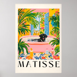 Zwarte Labrador Matisse Print Grappige Tropisch