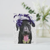 Zwarte labrador met blauw filter briefkaart (Staand voorkant)