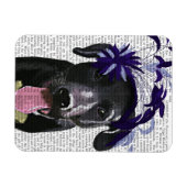 Zwarte labrador met blauw filter magneet (Horizontaal)