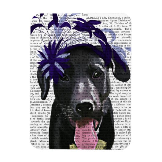 Zwarte labrador met blauw filter magneet (Verticaal)