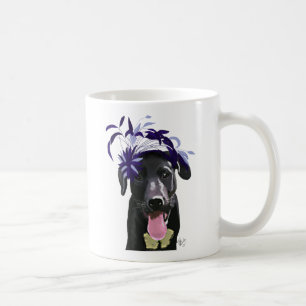 Zwarte labrador met blauwe fascinator koffiemok