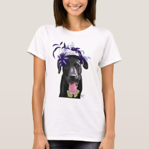 Zwarte labrador met blauwe fascinator t-shirt