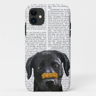 Zwarte labrador met bot op neus Case-Mate iPhone case