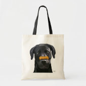Zwarte labrador met bot op nose 2 tote bag (Voorkant)