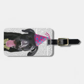 Zwarte Labrador Met Feesthoed Bagagelabel (Voorkant horizontaal)