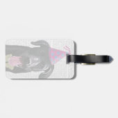 Zwarte Labrador Met Feesthoed Bagagelabel (Achterkant horizontaal)