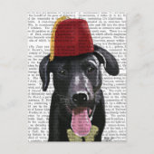 Zwarte labrador met fez briefkaart (Voorkant)