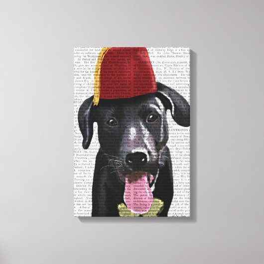 Zwarte labrador met fez canvas afdruk (Voorkant)