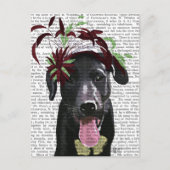 Zwarte labrador met groene fascinator briefkaart (Voorkant)