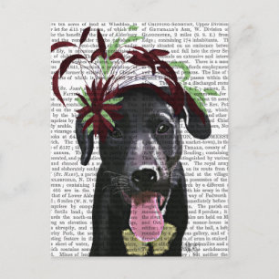 Zwarte labrador met groene fascinator briefkaart