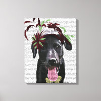Zwarte labrador met groene fascinator