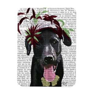 Zwarte labrador met groene fascinator magneet