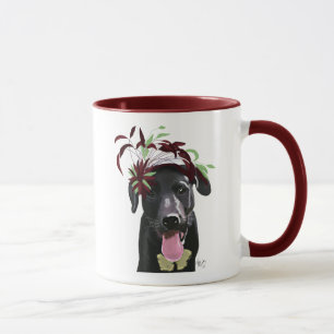 Zwarte labrador met groene fascinator mok