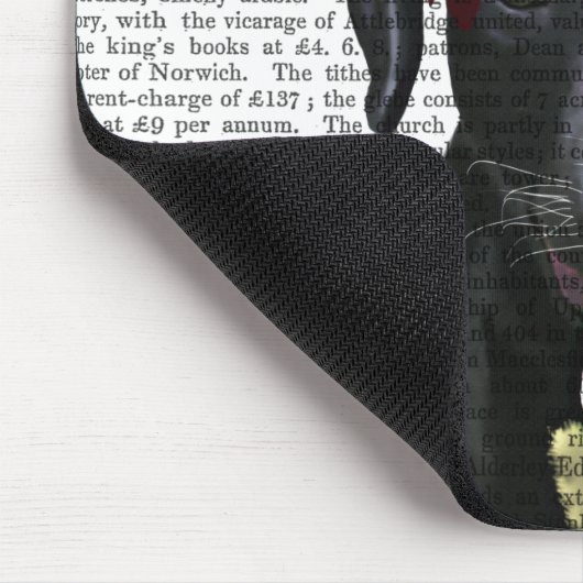 Zwarte labrador met groene fascinator muismat (Hoek)