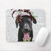 Zwarte labrador met groene fascinator muismat (Met muis)