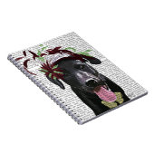 Zwarte labrador met groene fascinator notitieboek (Rechterzijde)