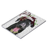 Zwarte labrador met groene fascinator notitieboek (Linkerzijde)