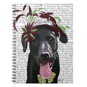 Zwarte labrador met groene fascinator notitieboek
