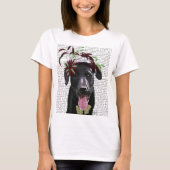 Zwarte labrador met groene fascinator t-shirt (Voorkant)
