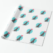 Zwarte labrador met hart ballon inpakpapier (Uitgerold)