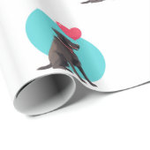 Zwarte labrador met hart ballon inpakpapier (Rol Hoek)