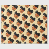 Zwarte labrador met herfstbladeren en pompoen cadeaupapier (Vlak)