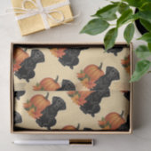 Zwarte labrador met herfstbladeren en pompoen tissuepapier (Geschenk)