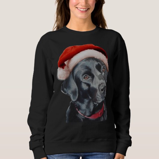 Zwarte labrador met Kerstmis Trui (Voorkant)