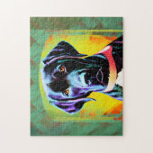 Zwarte labrador met kraag legpuzzel (Verticaal)