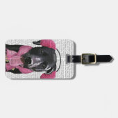 Zwarte labrador met oorsnufjes bagagelabel (Voorkant horizontaal)