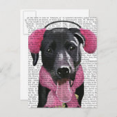 Zwarte labrador met oorsnufjes briefkaart (Voorkant / Achterkant)