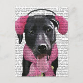 Zwarte labrador met oorsnufjes briefkaart (Voorkant)