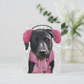 Zwarte labrador met oorsnufjes briefkaart (Staand voorkant)