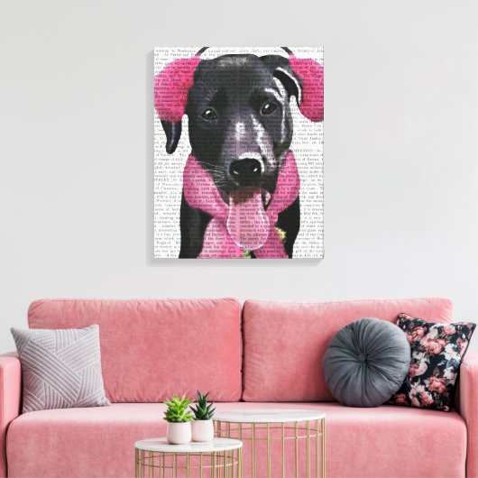 Zwarte labrador met oorsnufjes canvas afdruk (Insitu (Woonkamer))