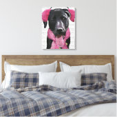 Zwarte labrador met oorsnufjes canvas afdruk (Insitu (Slaapkamer))