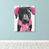 Zwarte labrador met oorsnufjes canvas afdruk (Insitu (Houten vloer))